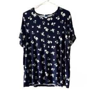 Old Navy Blue Floral Short Sleeve Top